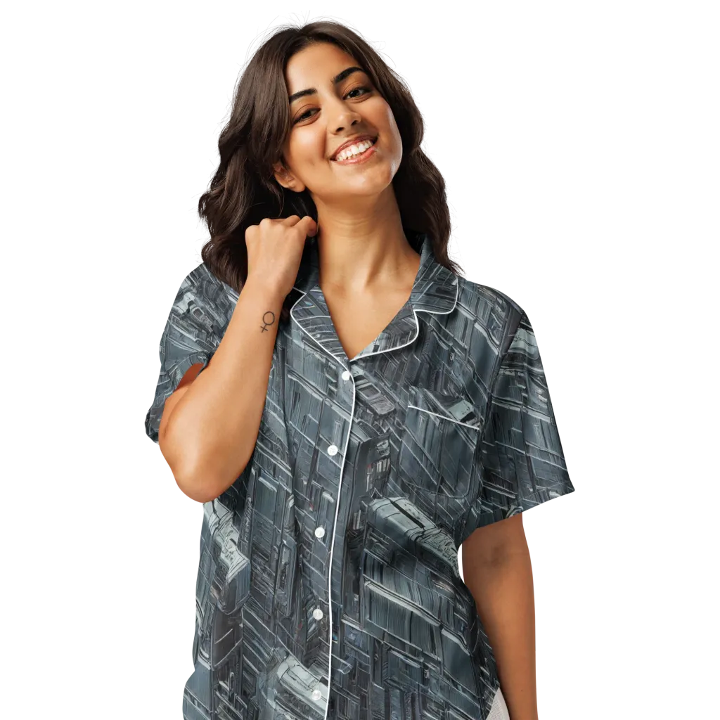 Midnight Infrastructure on Women's Short Sleeve Pajama Top — Front