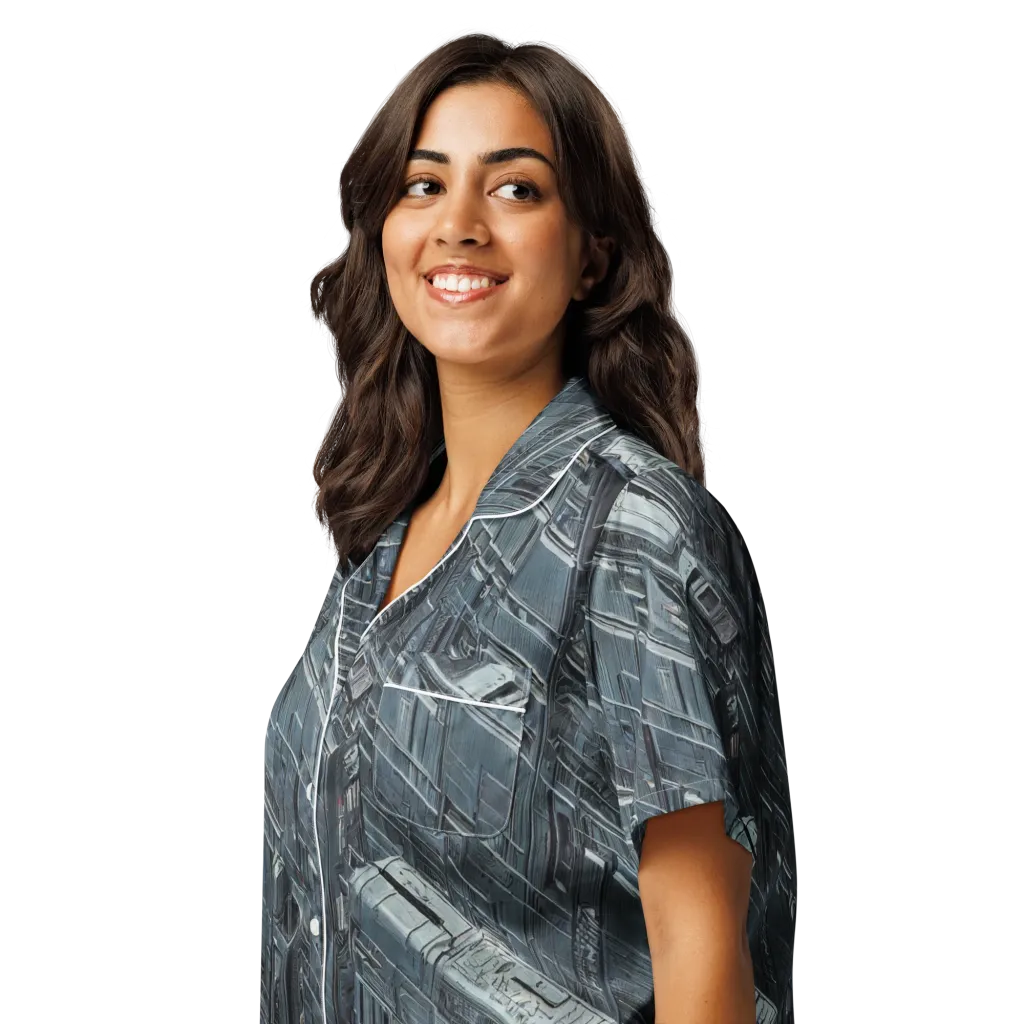 Midnight Infrastructure on Women's Short Sleeve Pajama Top — Left Front