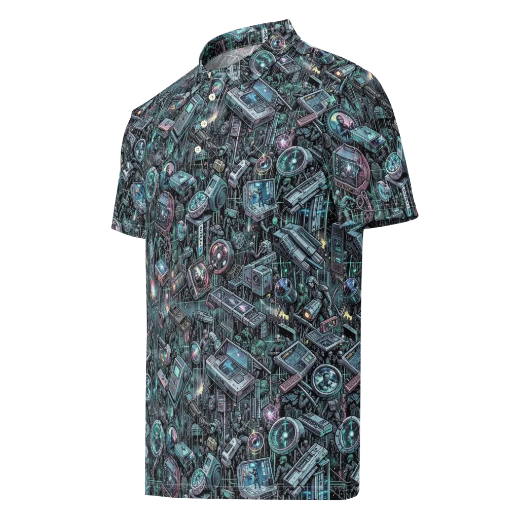 Machine Orchard on Men's Slim Fit Polo Shirt — Left Front