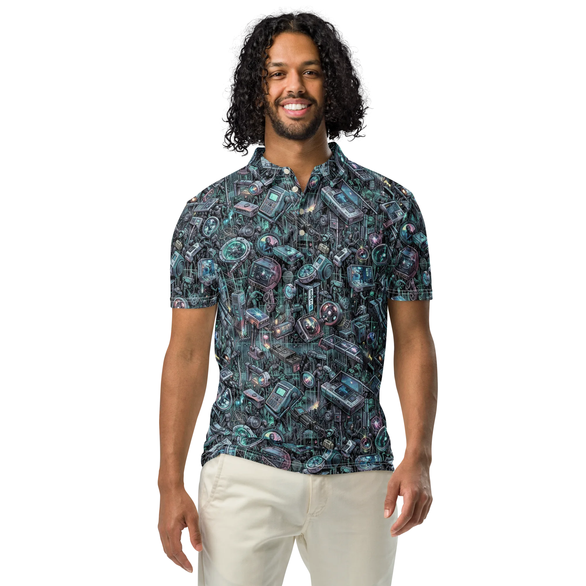 Machine Orchard on Men's Slim Fit Polo Shirt — Front
