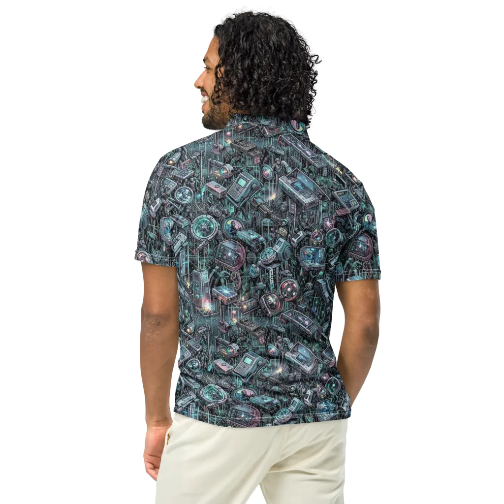 Machine Orchard on Men's Slim Fit Polo Shirt — Back