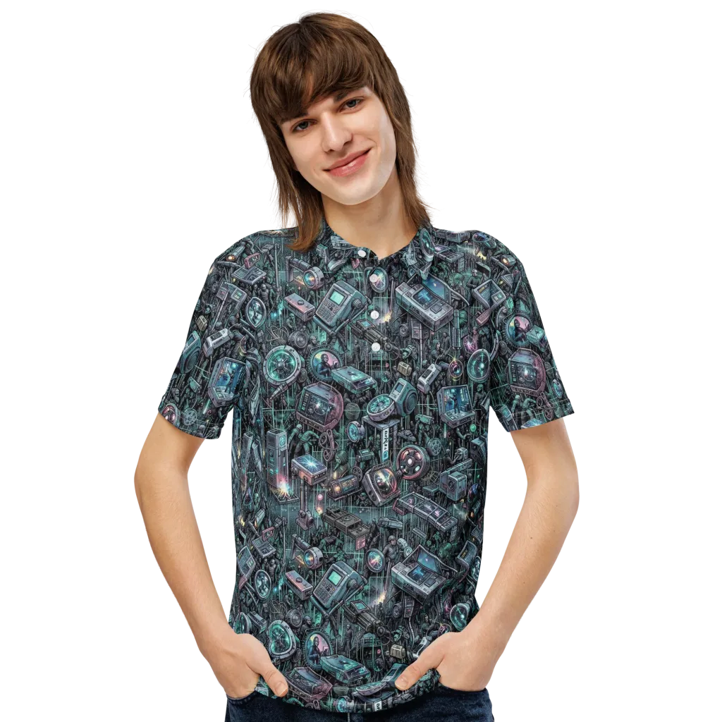 Machine Orchard on Men's Slim Fit Polo Shirt — Front