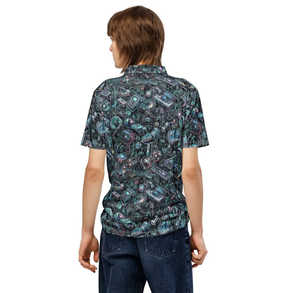 Machine Orchard on Men's Slim Fit Polo Shirt — Back