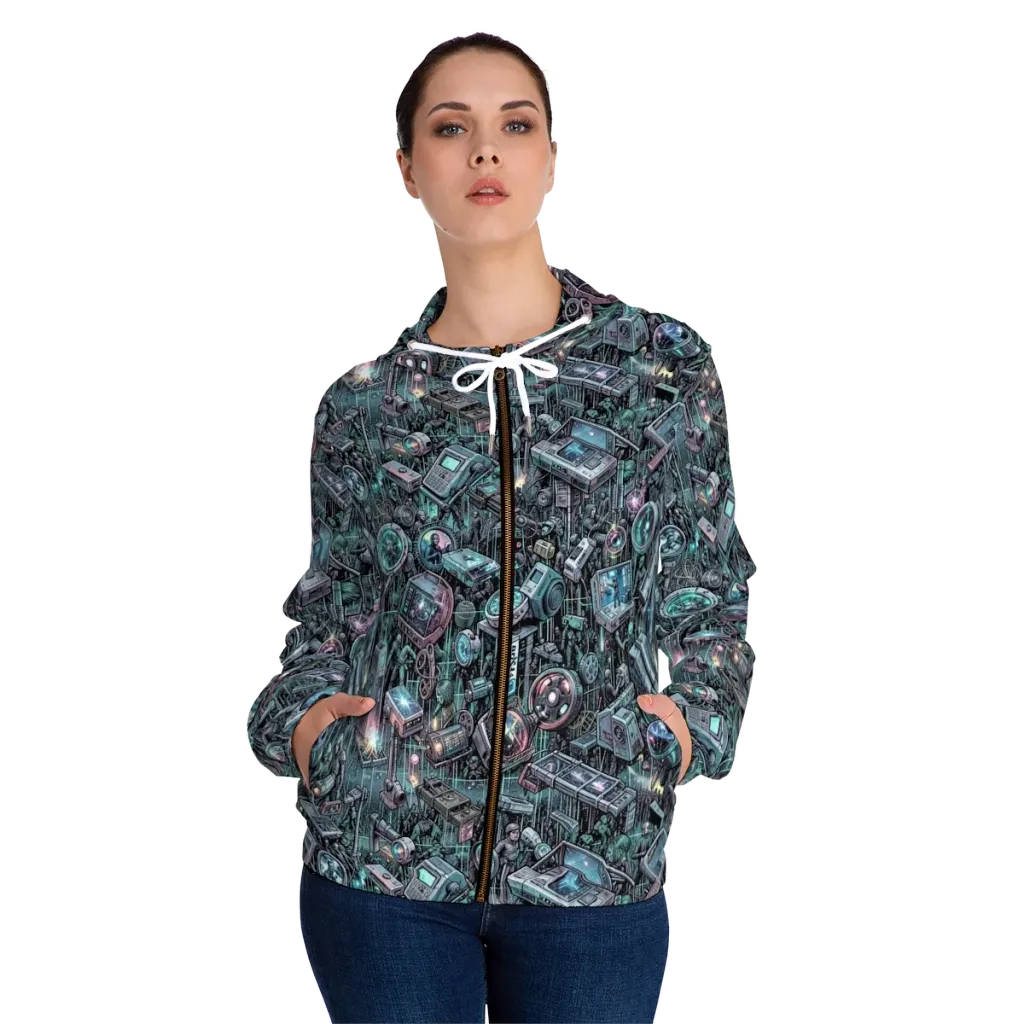 Machine Orchard on Women's Full-Zip Hoodie — Front On Person