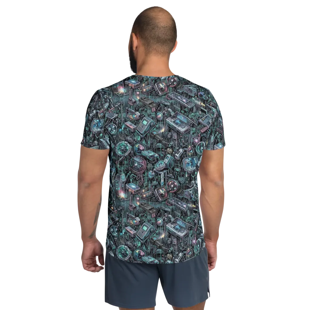 Machine Orchard on Men's Athletic T-Shirt — Back