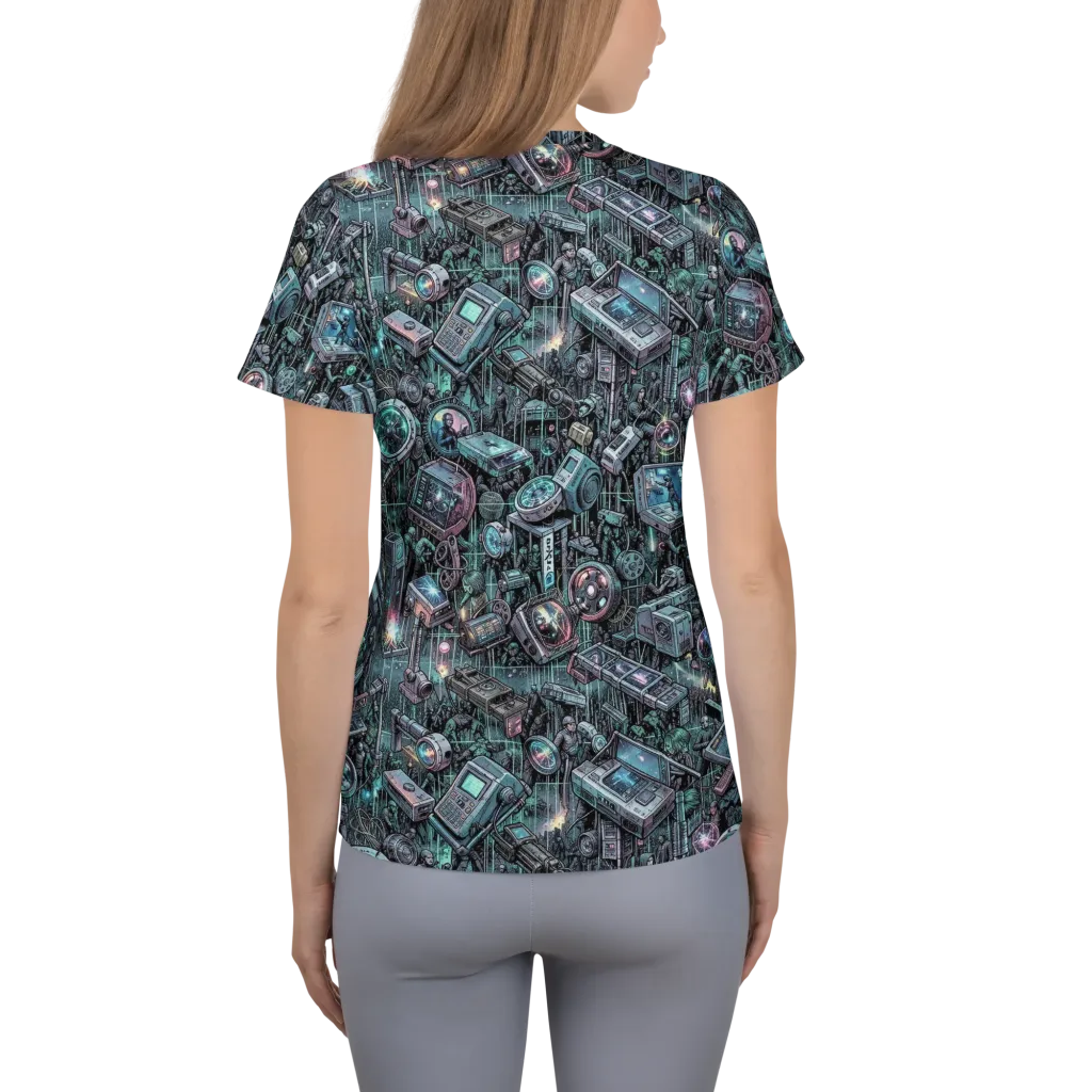 Machine Orchard on Women's Athletic T-Shirt — Back