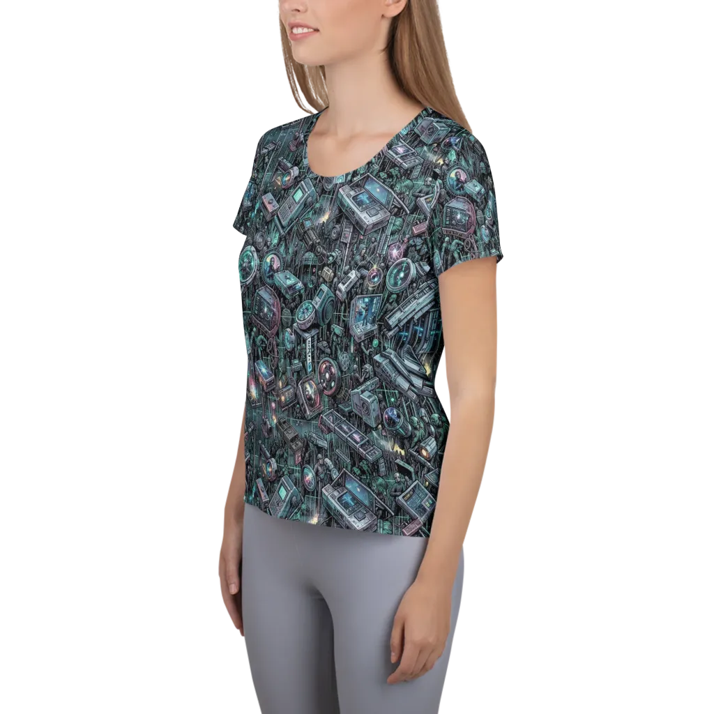 Machine Orchard on Women's Athletic T-Shirt — Left