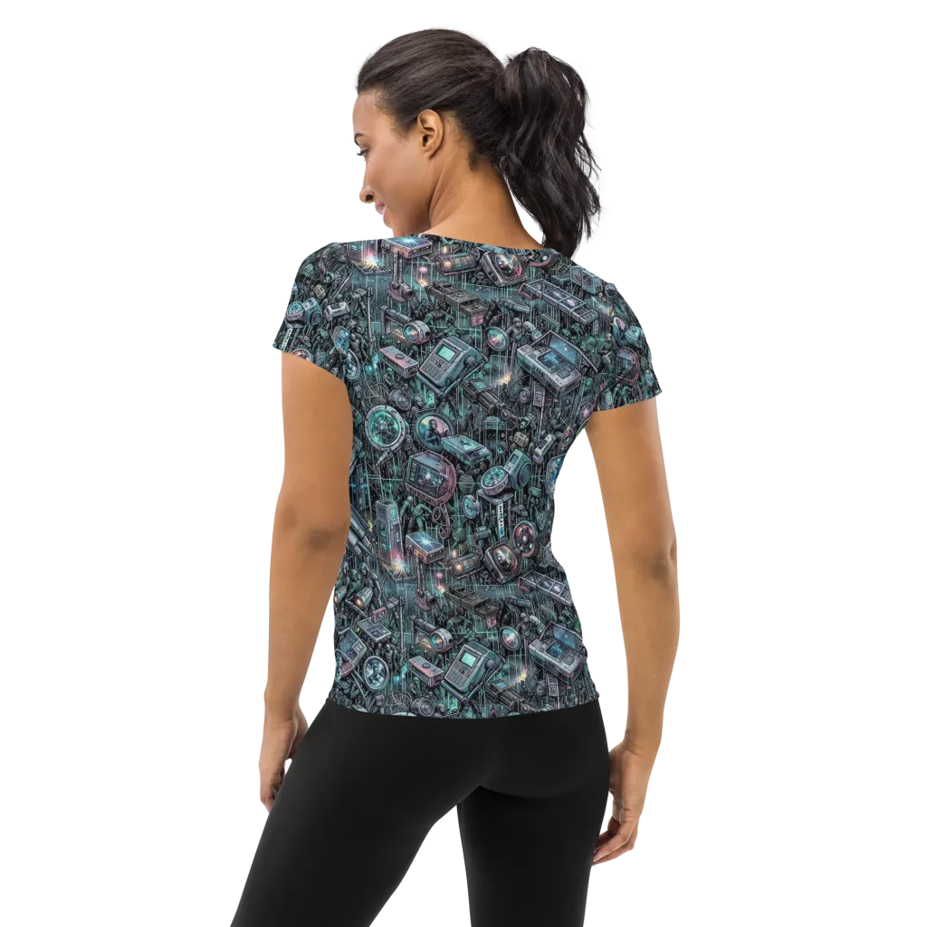 Machine Orchard on Women's Athletic T-Shirt — Back