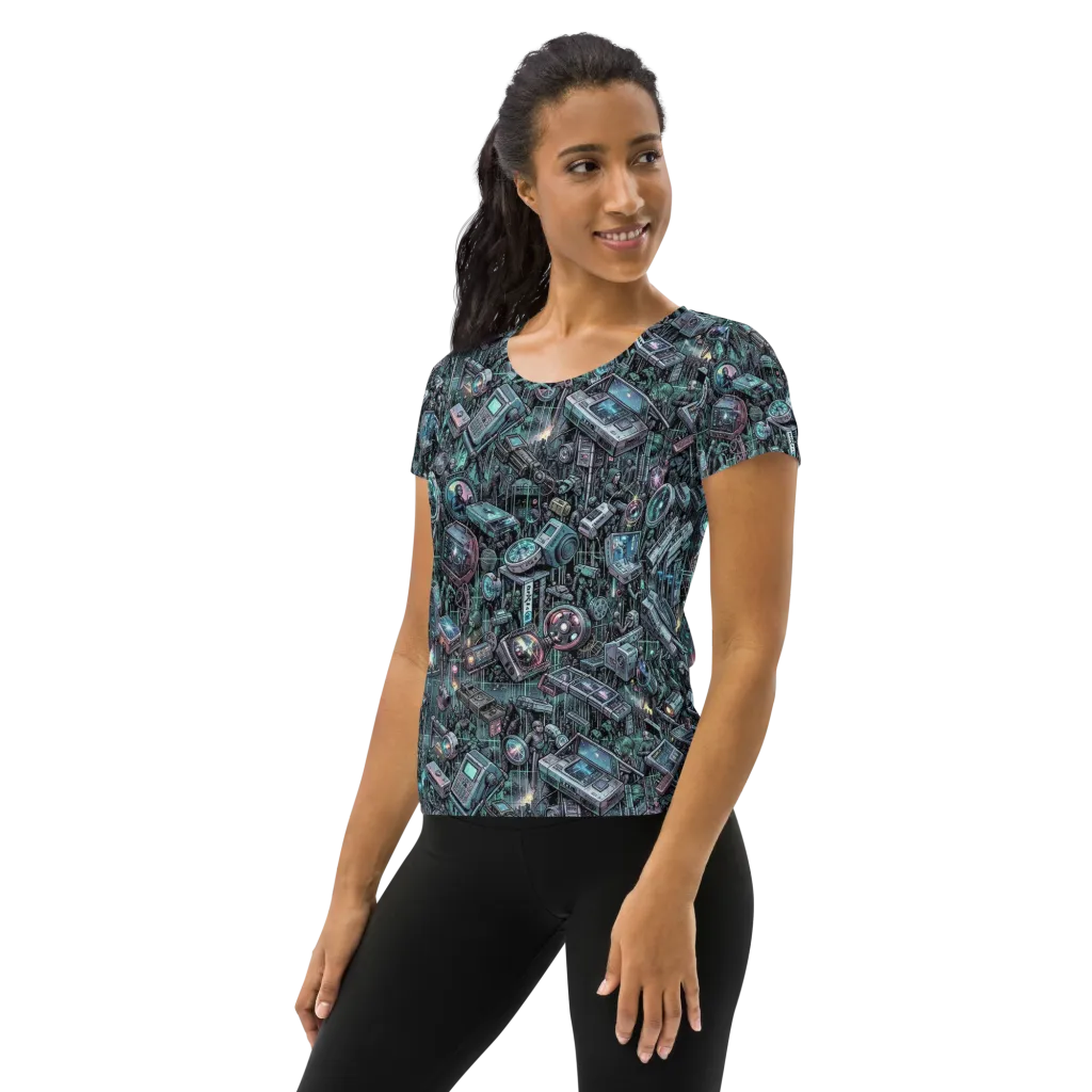 Machine Orchard on Women's Athletic T-Shirt — Left