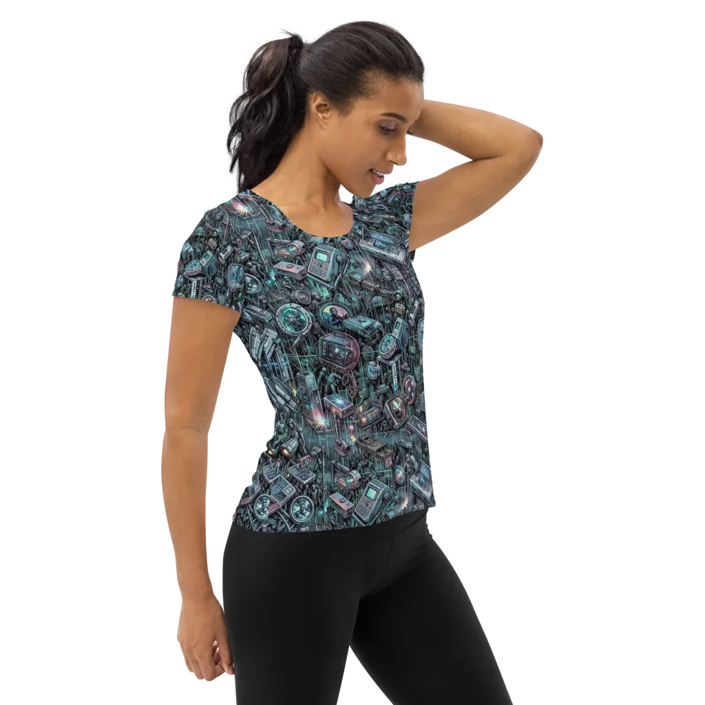 Machine Orchard on Women's Athletic T-Shirt — Right