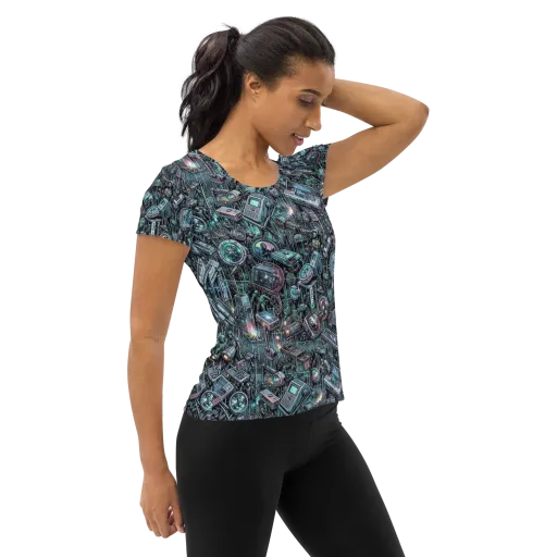 Machine Orchard on a Women's Athletic T-Shirt