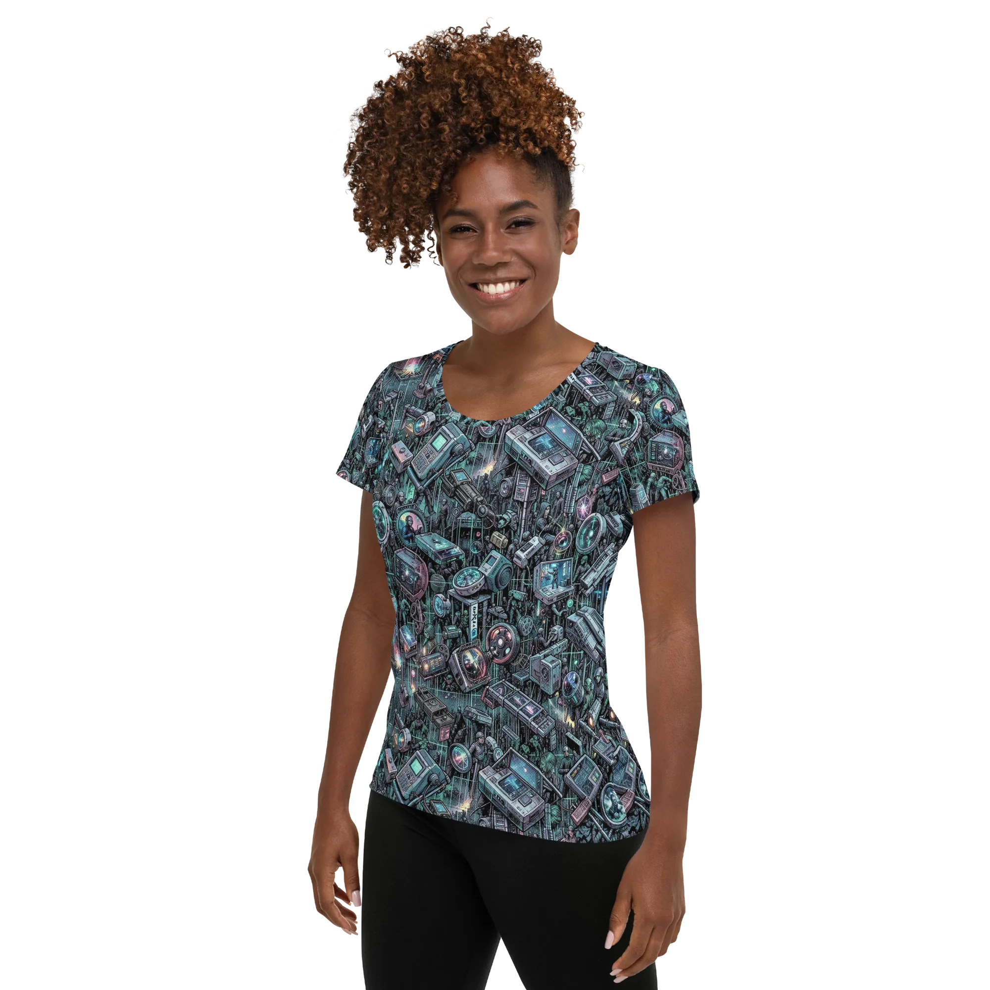 Machine Orchard on Women's Athletic T-Shirt — Left