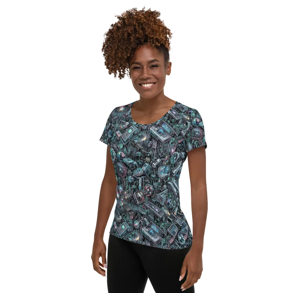 Machine Orchard on Women's Athletic T-Shirt — Left