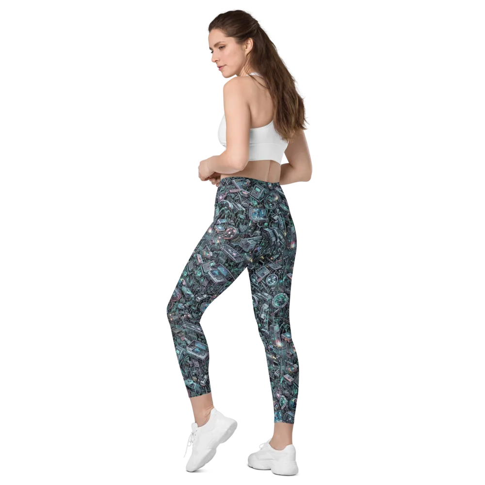 Machine Orchard on Leggings with Pockets — Left Back