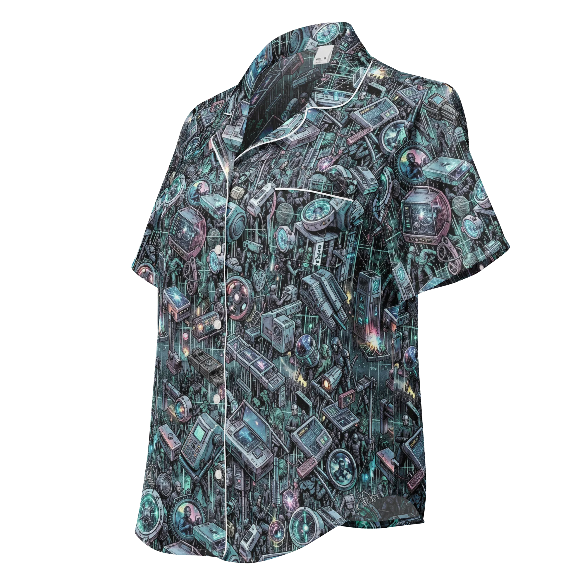 Machine Orchard on Women's Short Sleeve Pajama Top — Left Front