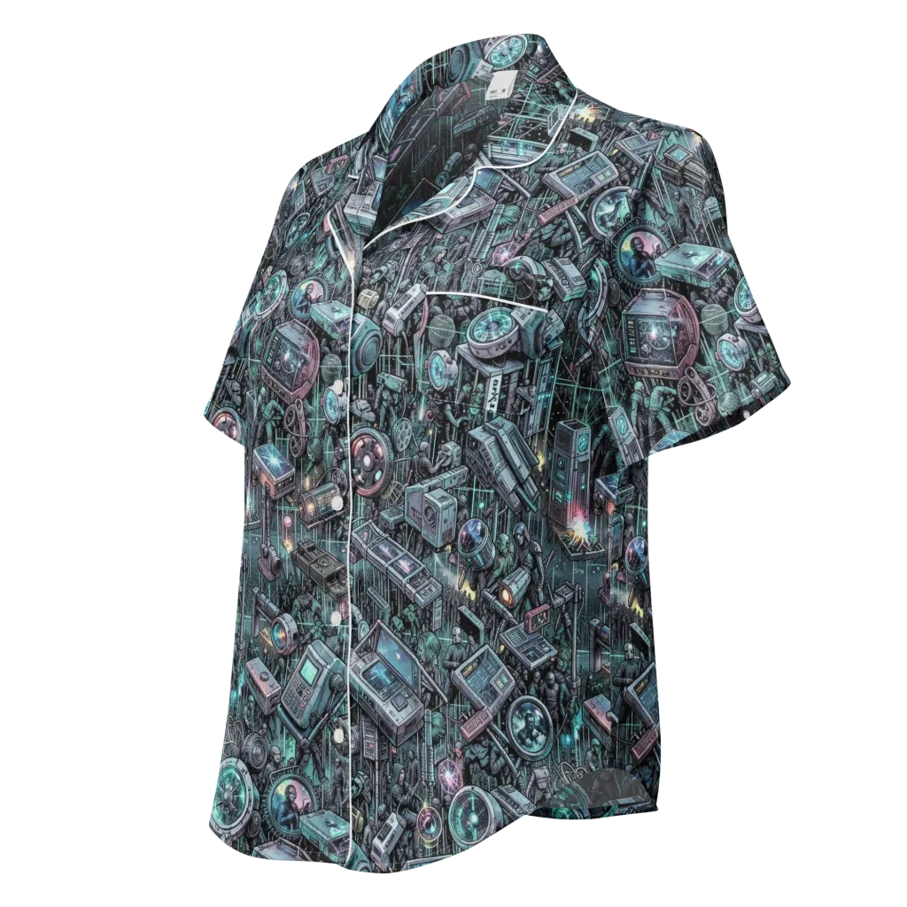 Machine Orchard on Women's Short Sleeve Pajama Top — Left Front