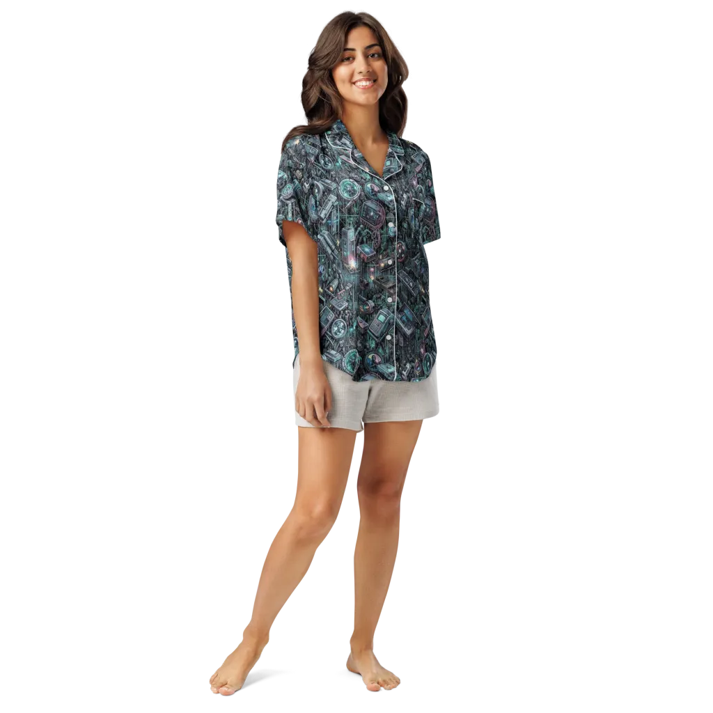 Machine Orchard on Women's Short Sleeve Pajama Top — Front