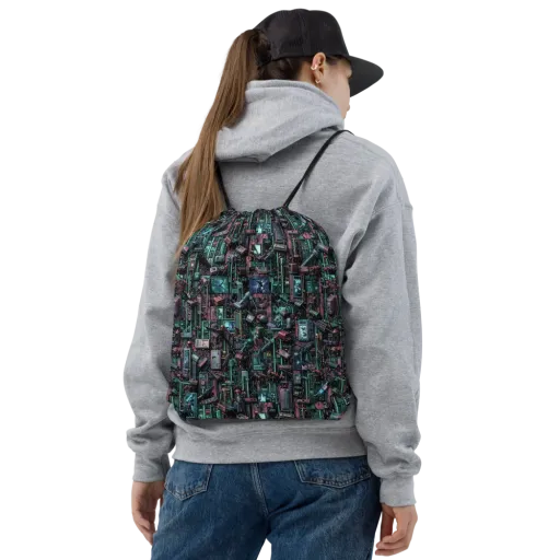 Circuit Coven on a Drawstring Bag