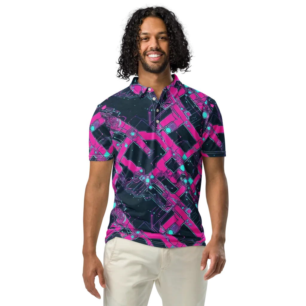 Pink Protocol on Men's Slim Fit Polo Shirt — Front