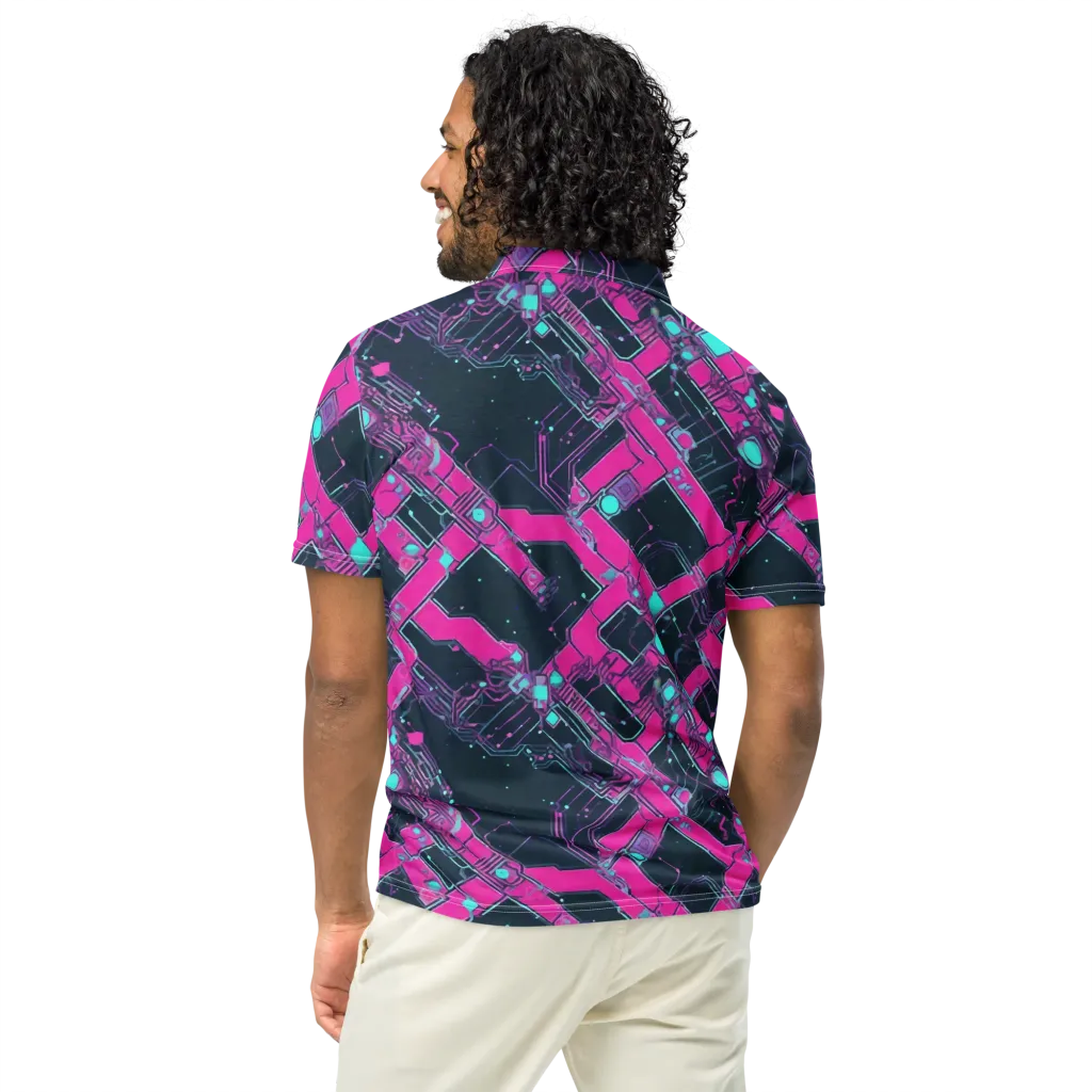 Pink Protocol on Men's Slim Fit Polo Shirt — Back