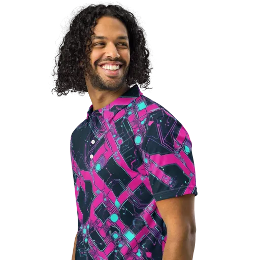 Pink Protocol on a Men's Slim Fit Polo Shirt