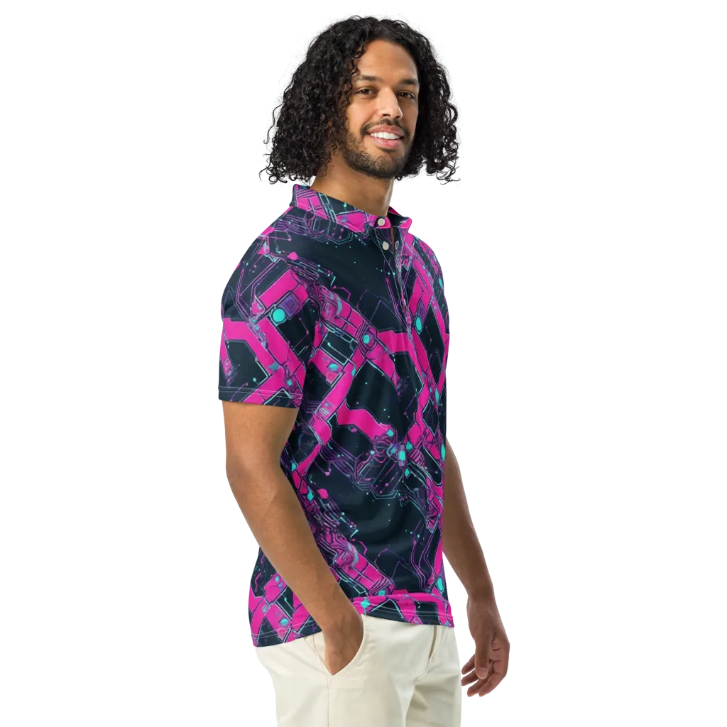 Pink Protocol on Men's Slim Fit Polo Shirt — Right Front