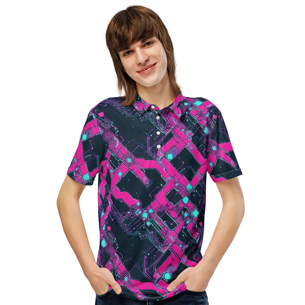 Pink Protocol on Men's Slim Fit Polo Shirt — Front