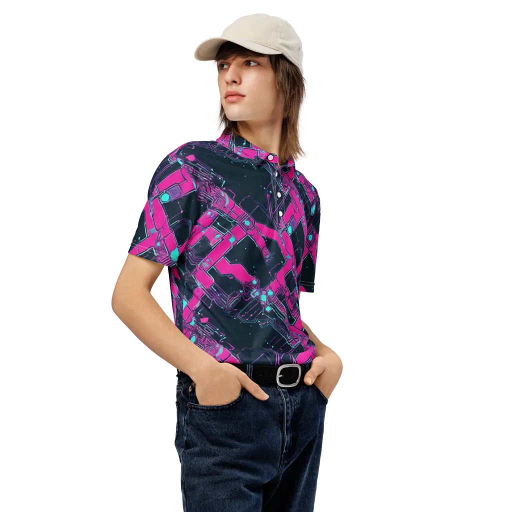 Pink Protocol on Men's Slim Fit Polo Shirt — Right Front