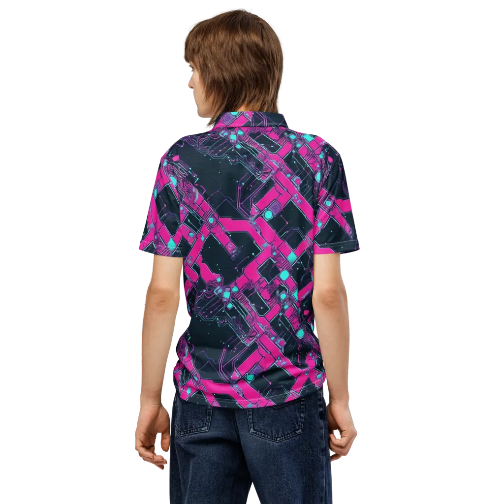 Pink Protocol on Men's Slim Fit Polo Shirt — Back