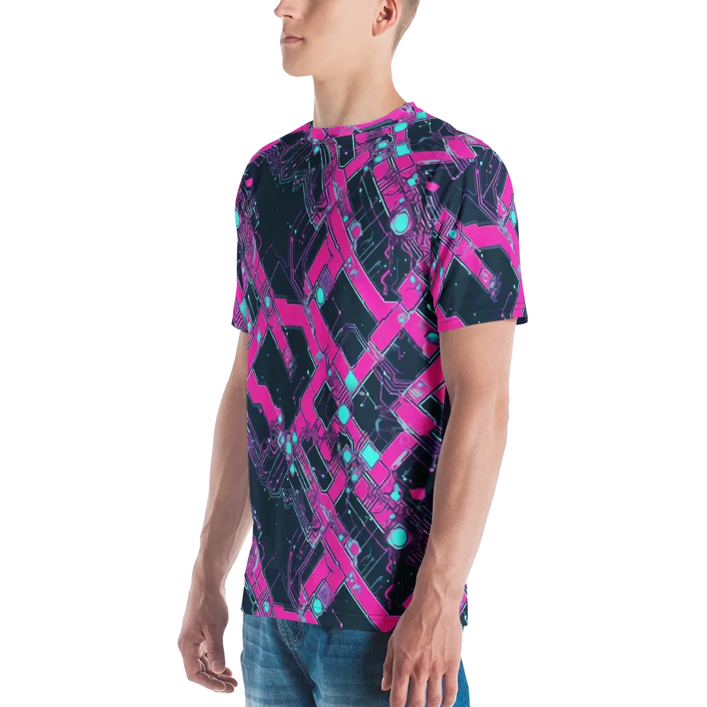 Pink Protocol on Men's Crew Neck T-Shirt — Left