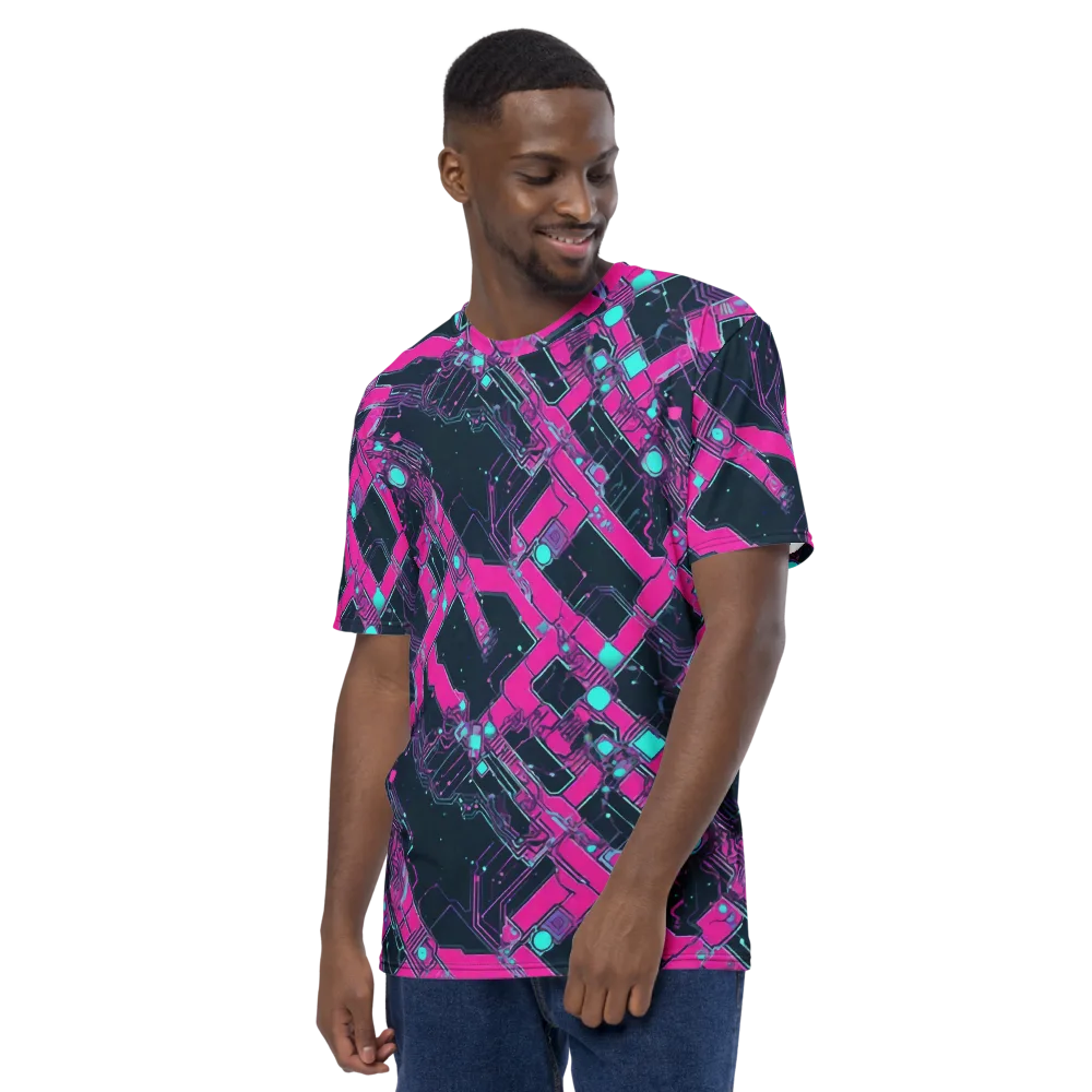 Pink Protocol on Men's Crew Neck T-Shirt — Left