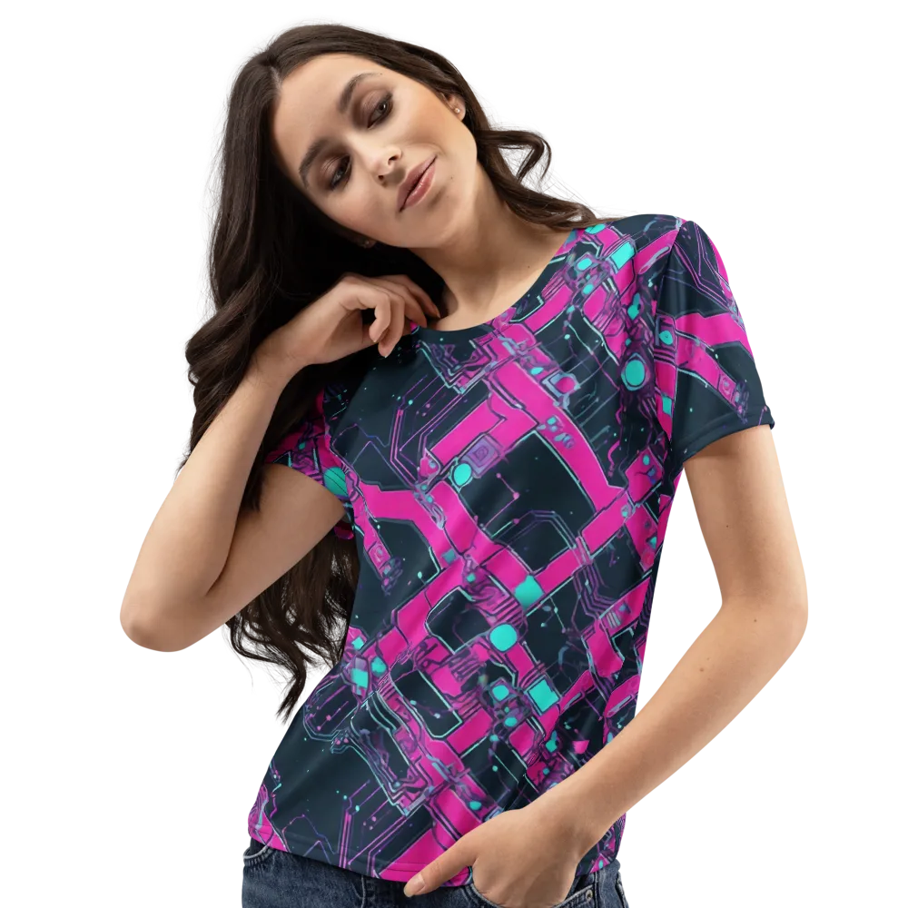 Pink Protocol on Women's Crew Neck T-Shirt — Left Front