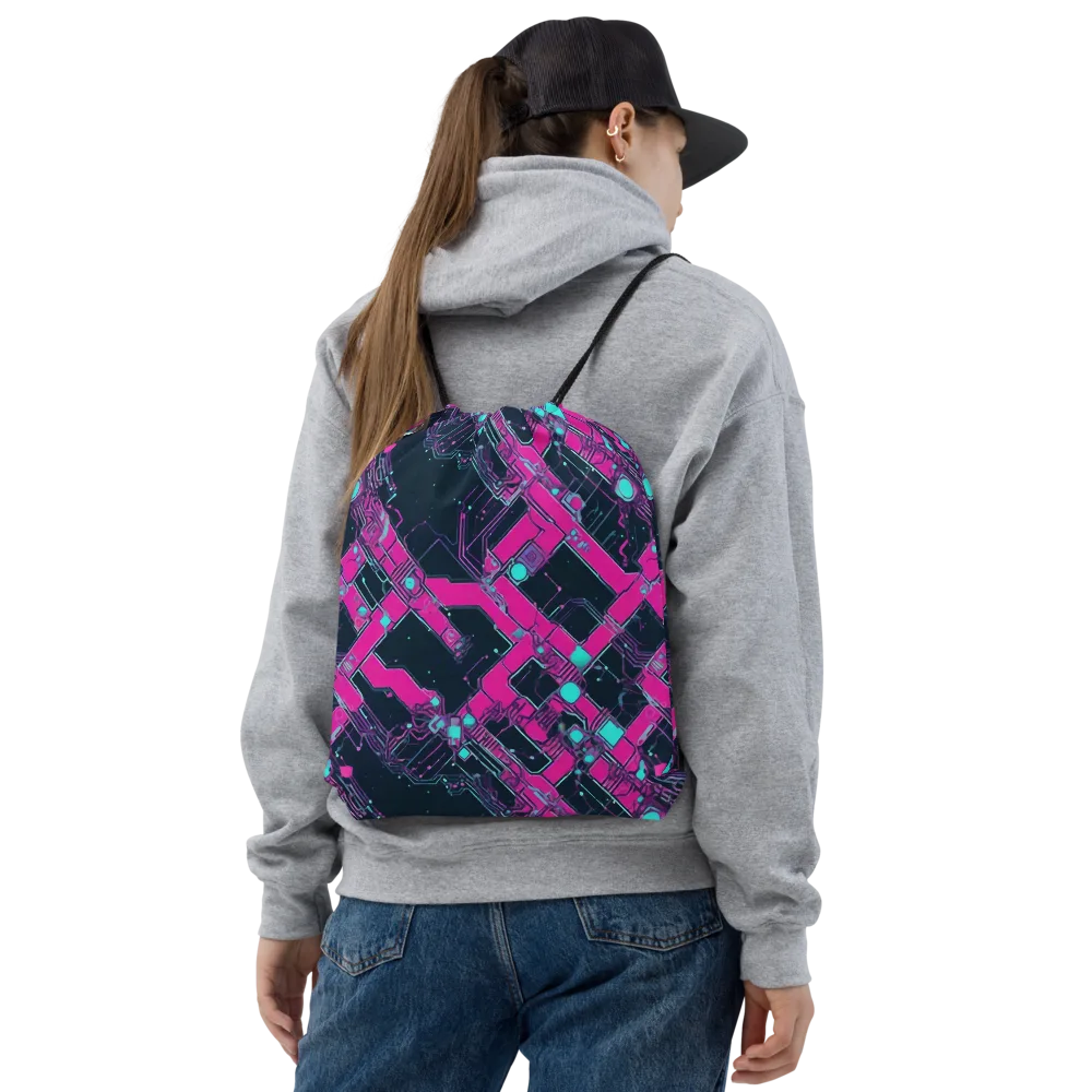 Pink Protocol on Drawstring Bag — Front