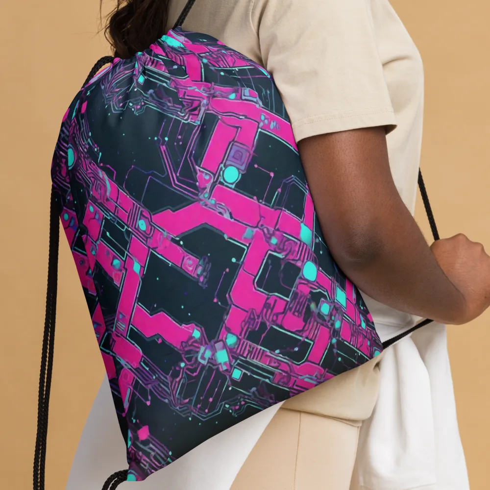Pink Protocol on Drawstring Bag — Front