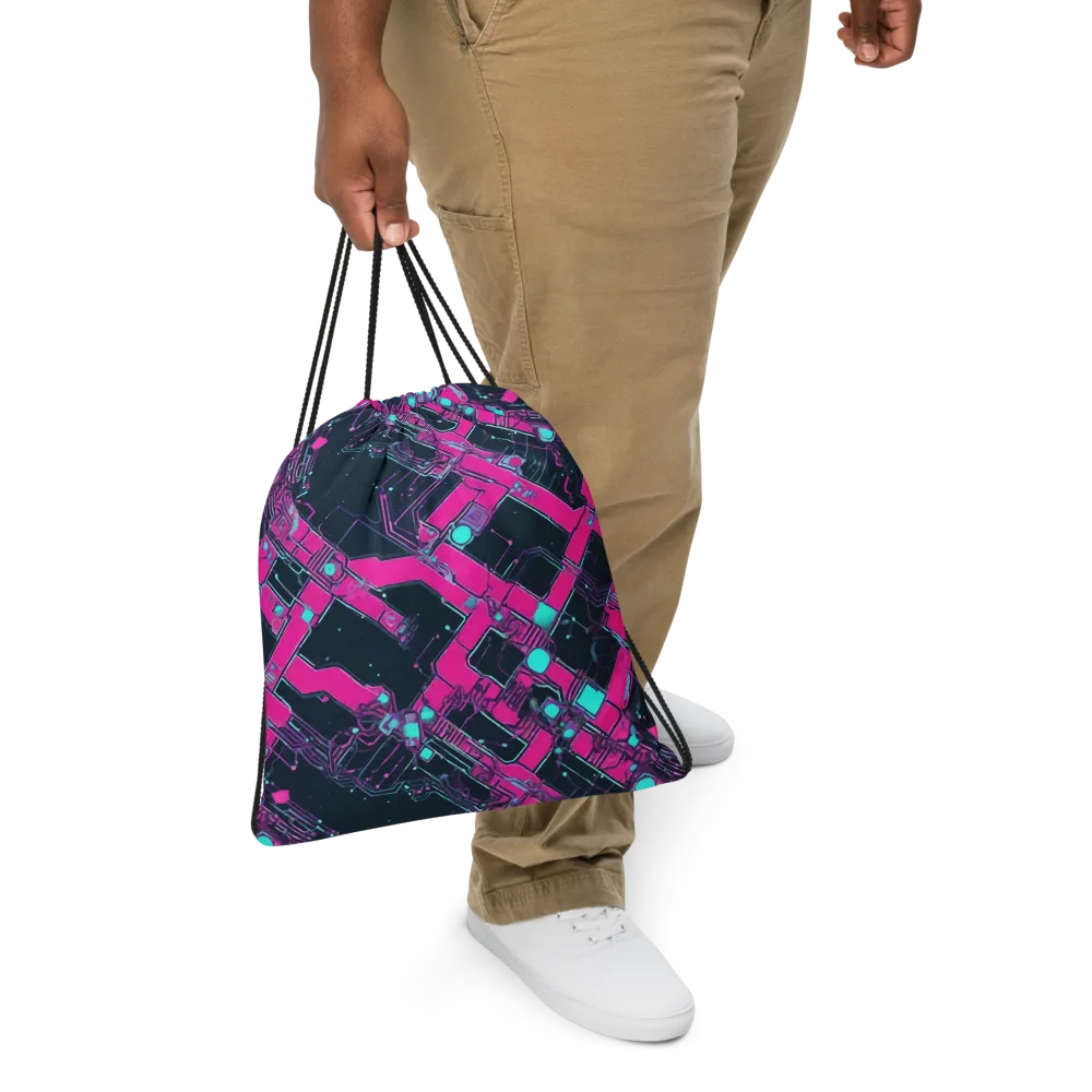 Pink Protocol on Drawstring Bag — Front