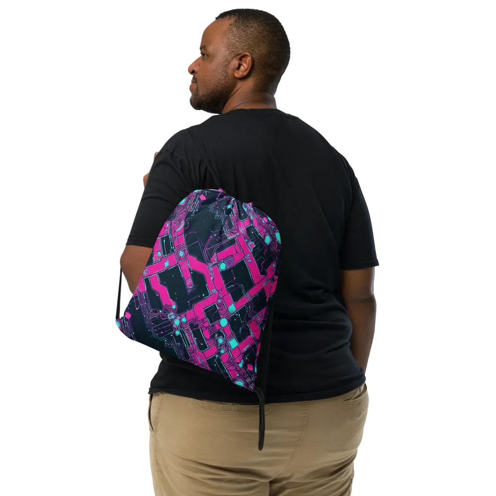 Pink Protocol on Drawstring Bag — Front
