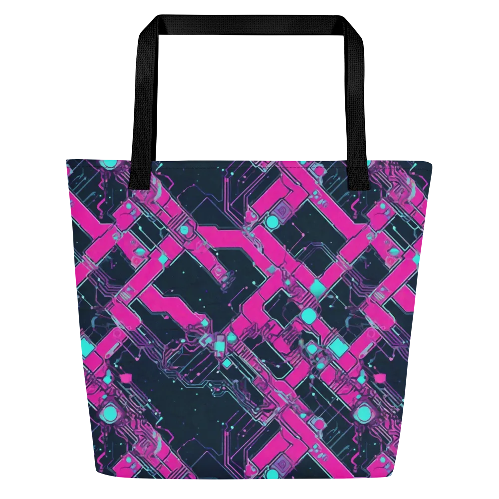 Pink Protocol on Large Tote Bag W/ Pocket — Front