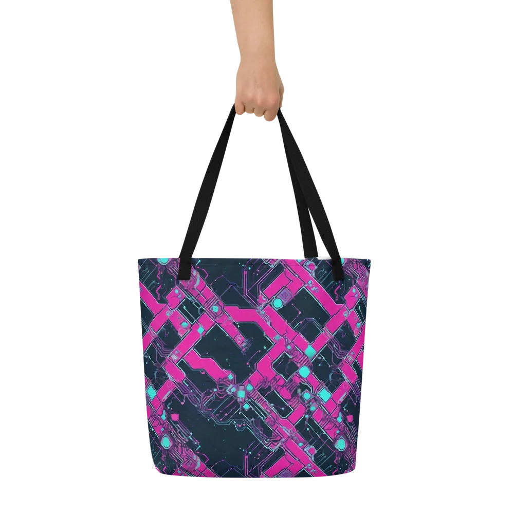 Pink Protocol on Large Tote Bag W/ Pocket — Front