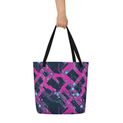 Pink Protocol on a Large Tote Bag W/ Pocket