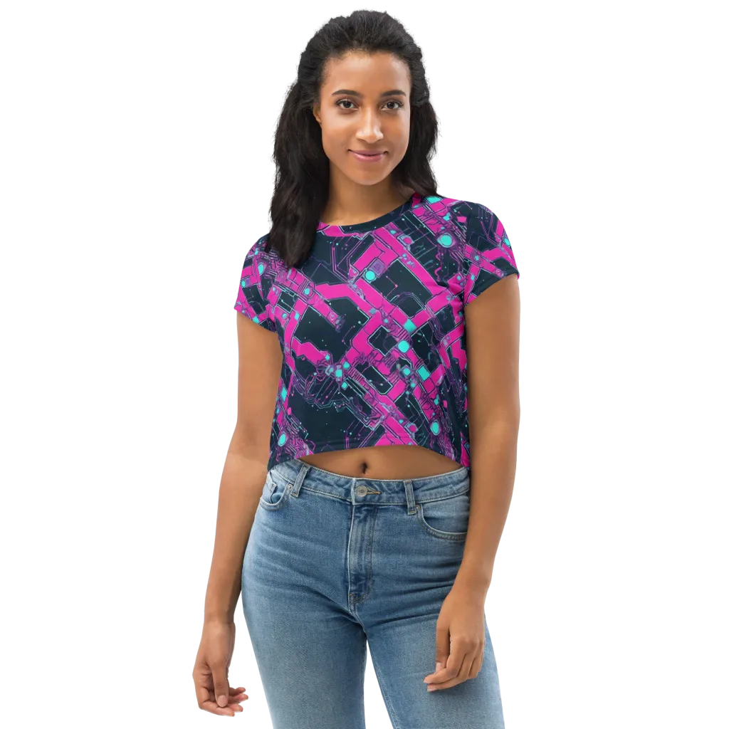Pink Protocol on Crop Tee — Front