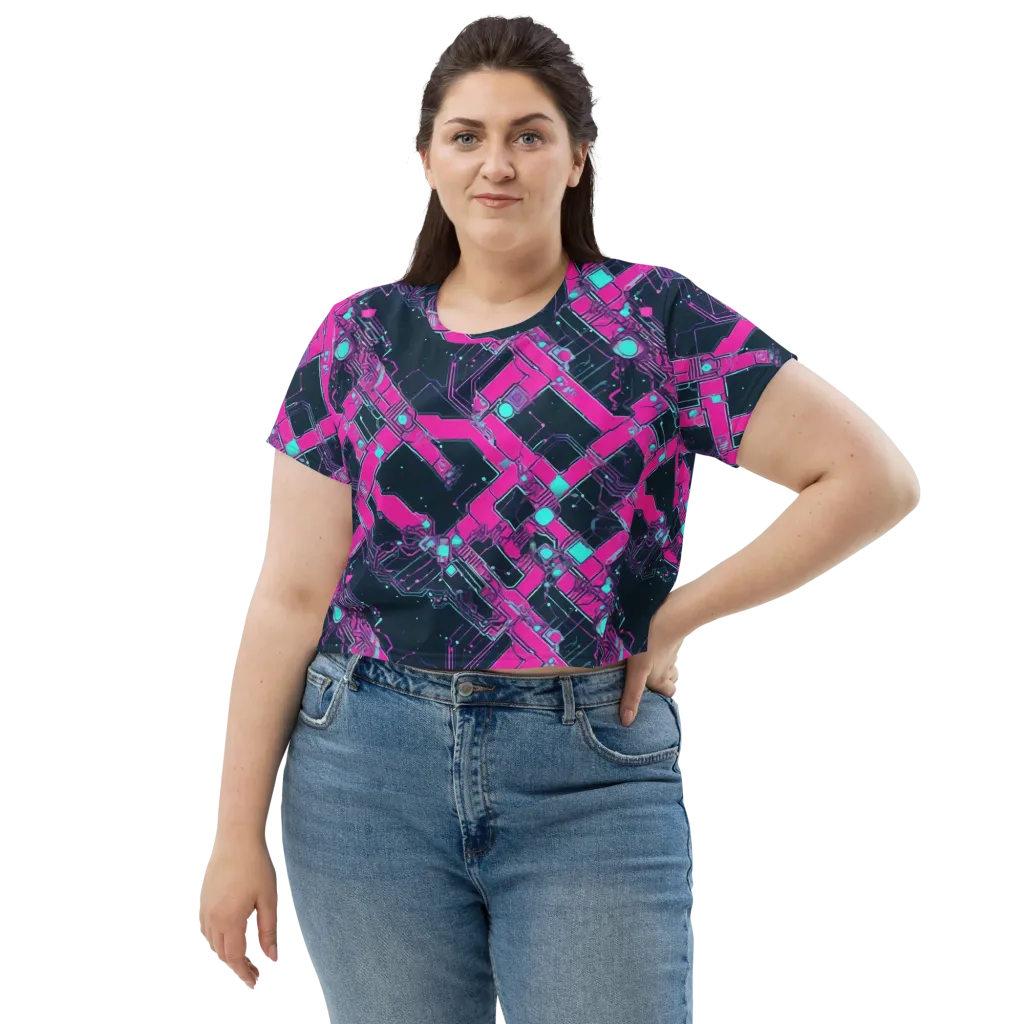 Pink Protocol on Crop Tee — Front