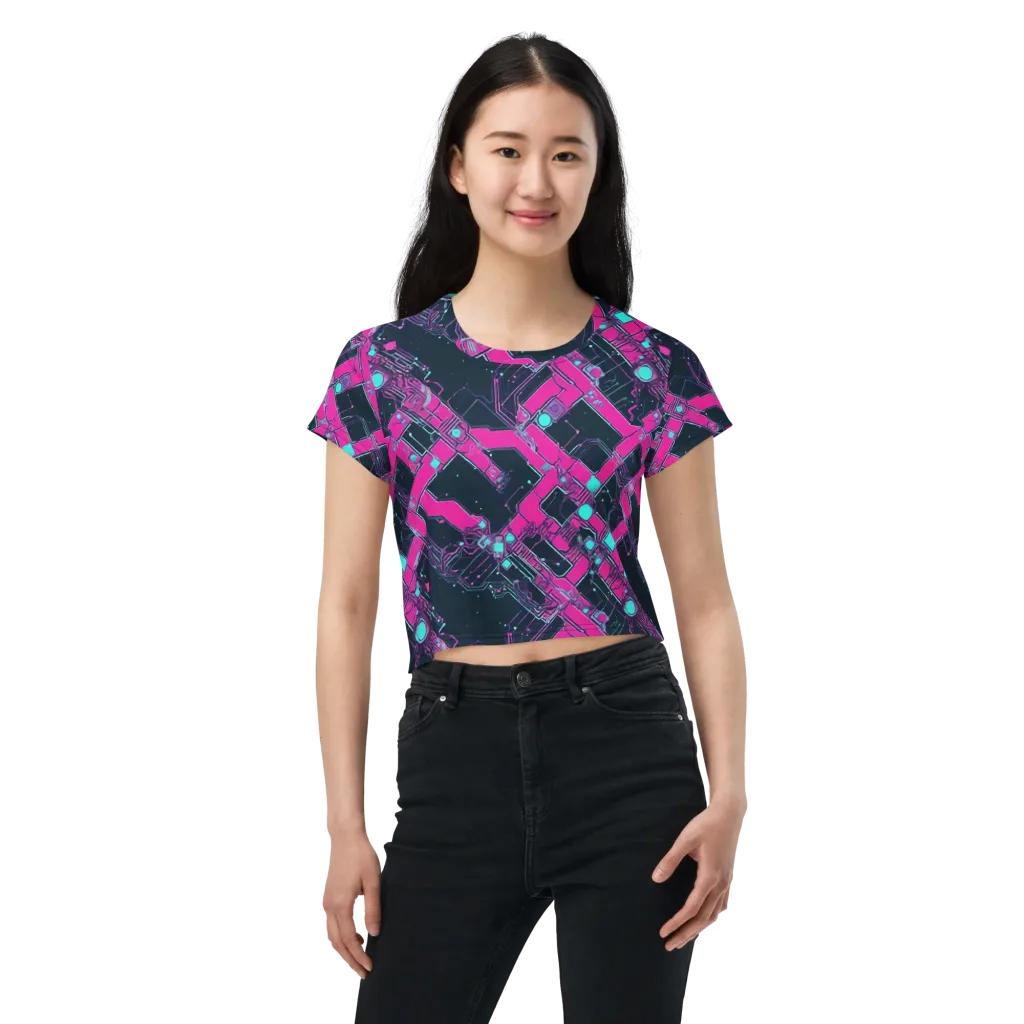 Pink Protocol on Crop Tee — Front