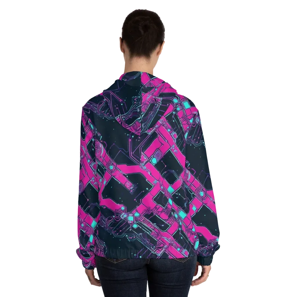 Pink Protocol on Women's Full-Zip Hoodie — Back On Person