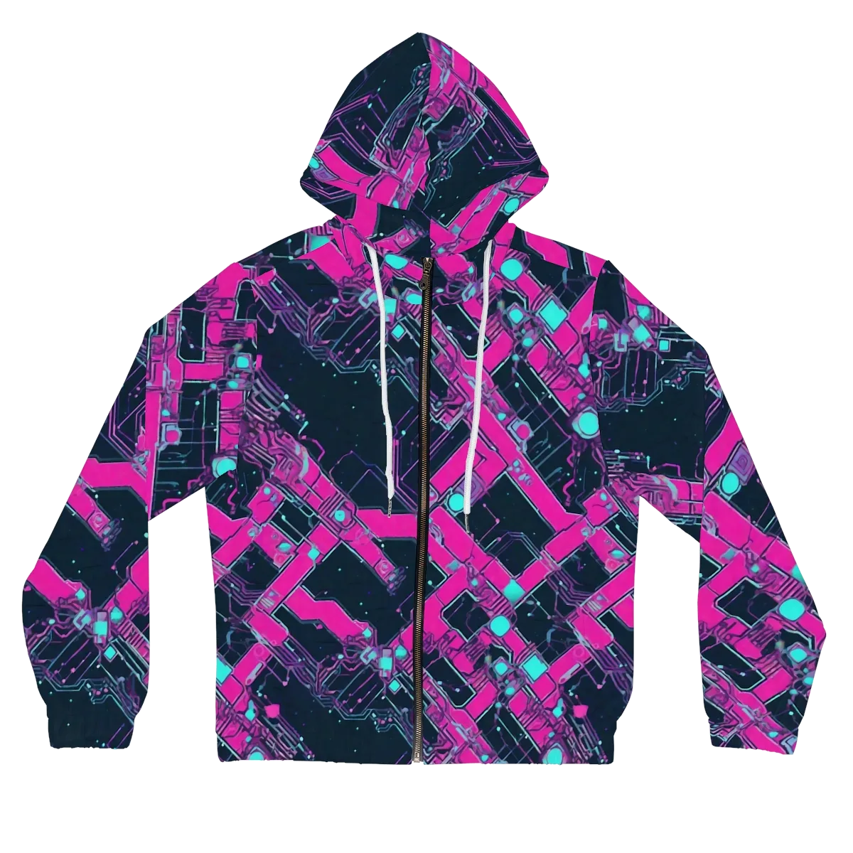 Pink Protocol on Women's Full-Zip Hoodie — Front