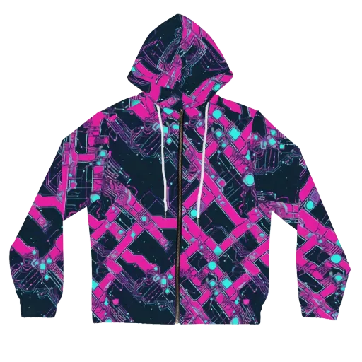 Pink Protocol on a Women's Full-Zip Hoodie