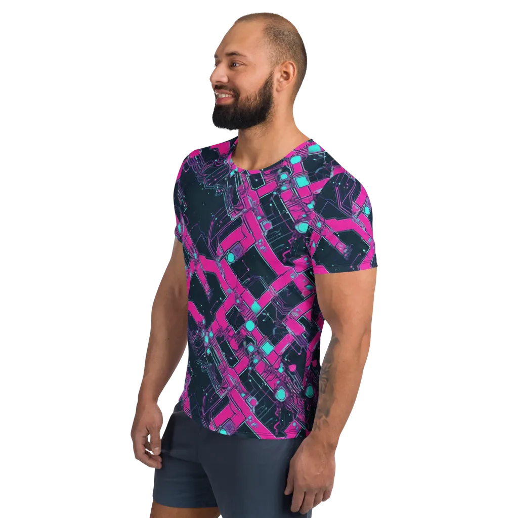 Pink Protocol on Men's Athletic T-Shirt — Left