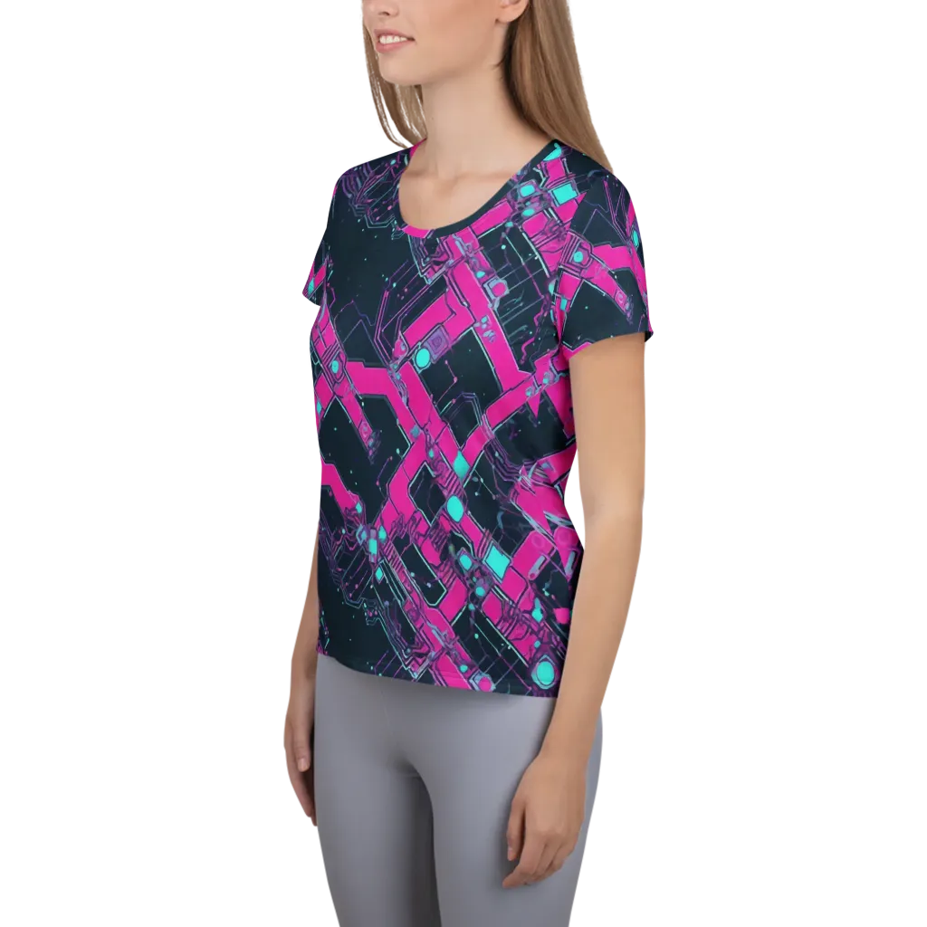 Pink Protocol on Women's Athletic T-Shirt — Left