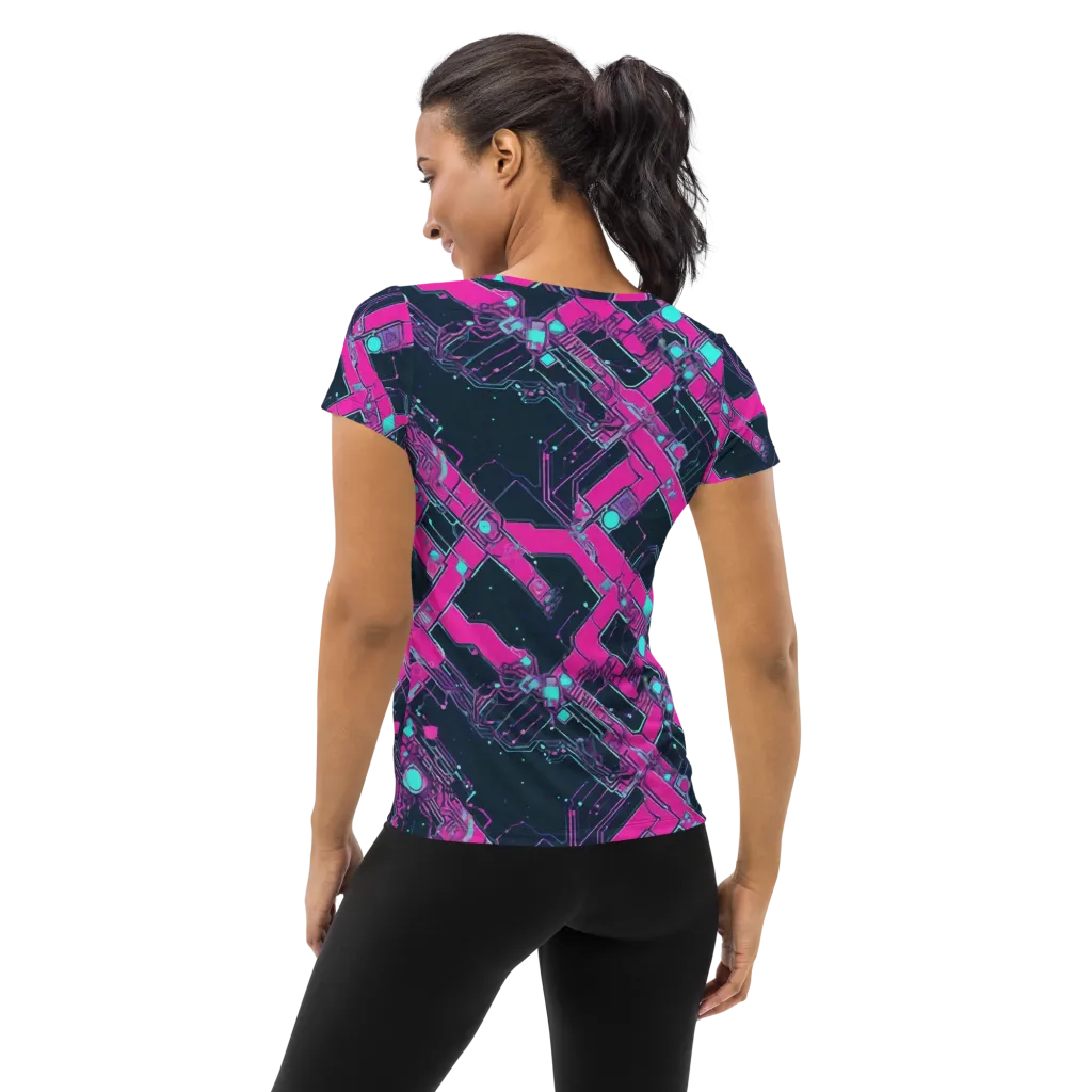 Pink Protocol on Women's Athletic T-Shirt — Back
