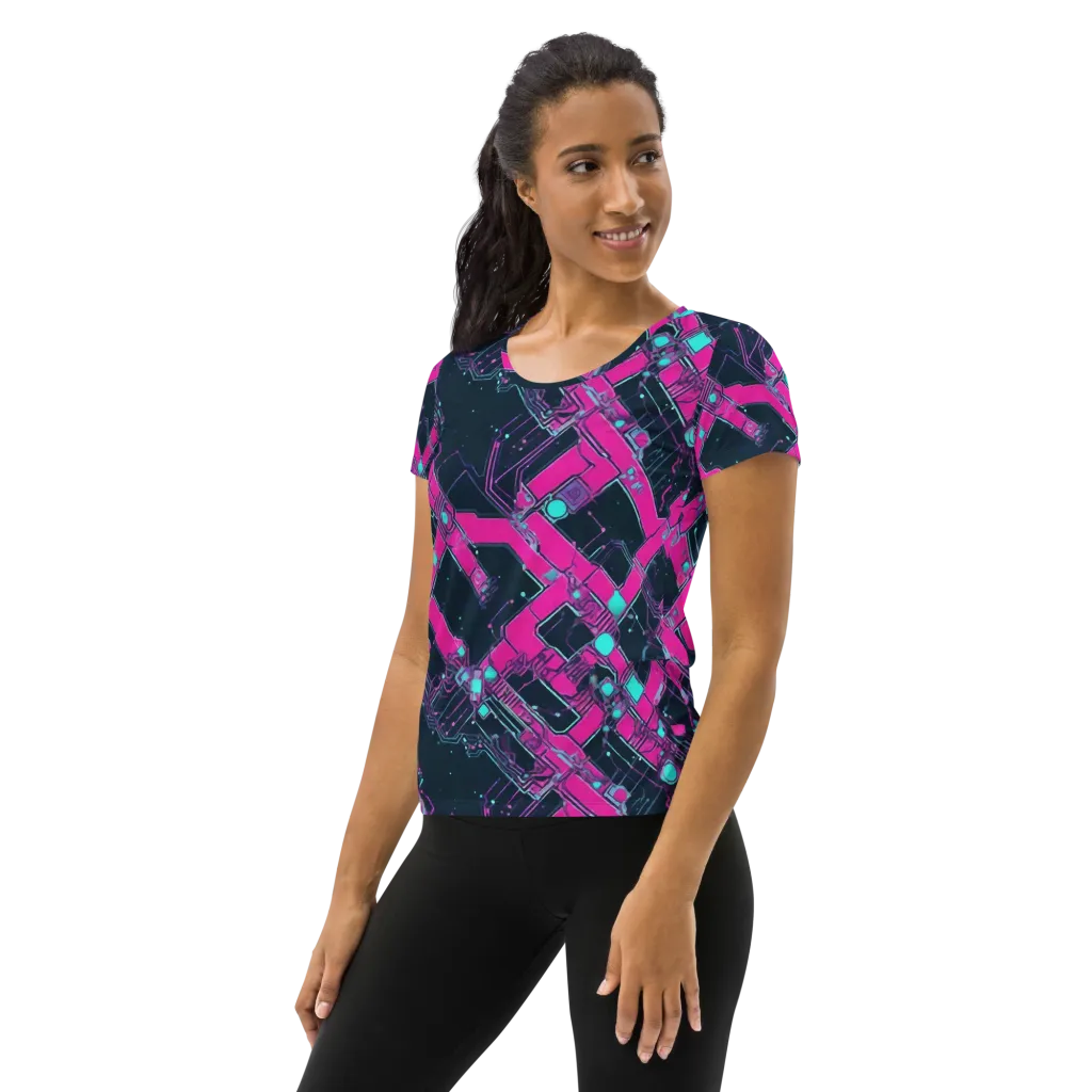 Pink Protocol on Women's Athletic T-Shirt — Left