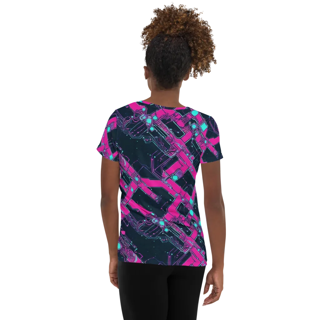 Pink Protocol on Women's Athletic T-Shirt — Back